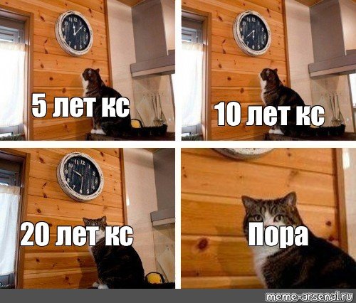 Мем кот часы пора
