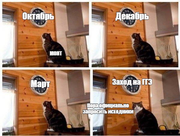 Мем с котом и часами