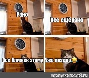 Мем с котом и часами шаблон