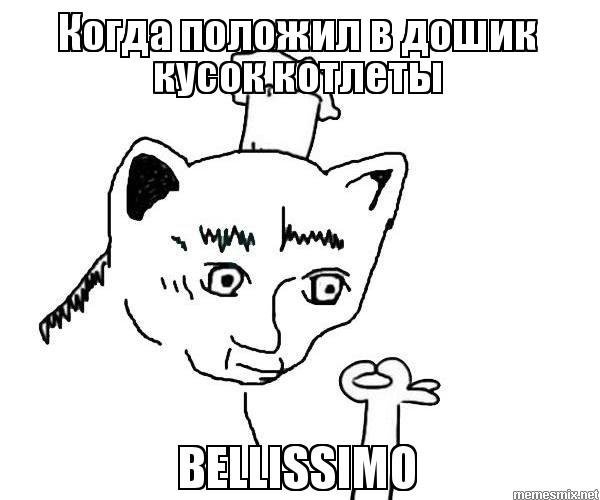 Мем Белиссимо кот повар