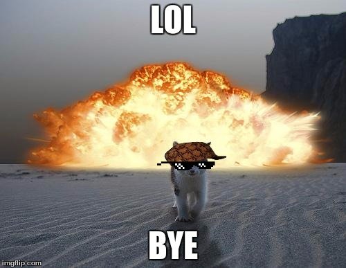 Кот на фоне взрыва