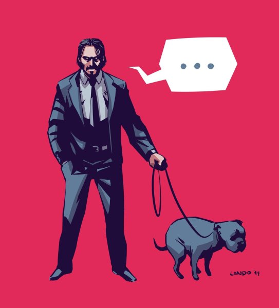 Киану Ривз Джон уик арт с собакой