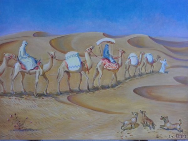 Собака лакт корован идет