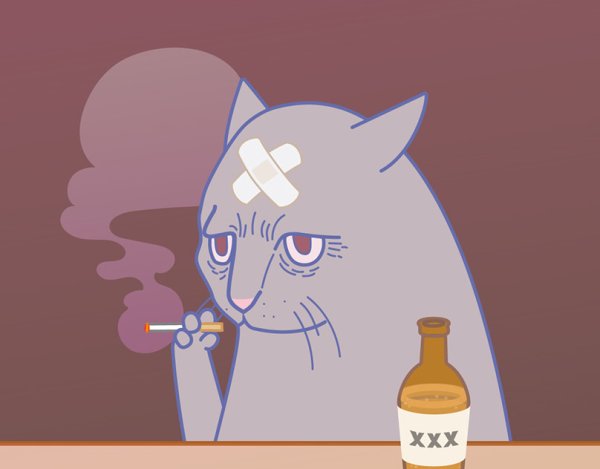 Курящий кот