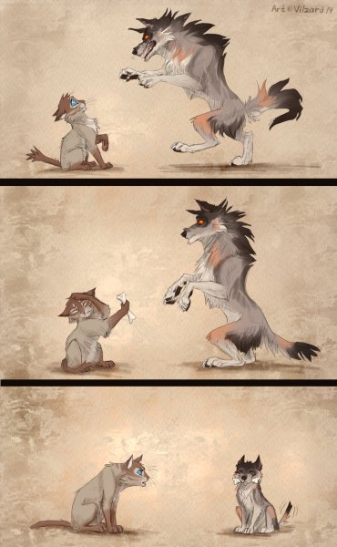 Волк и кошка арт