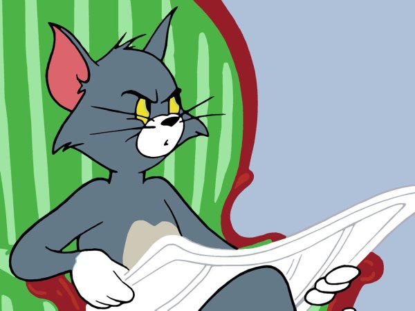 Кот том с газетой