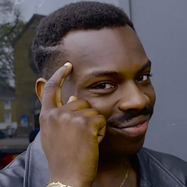 Негр с пальцем у Виска