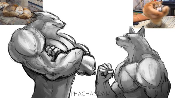 Мускулистая собака арт