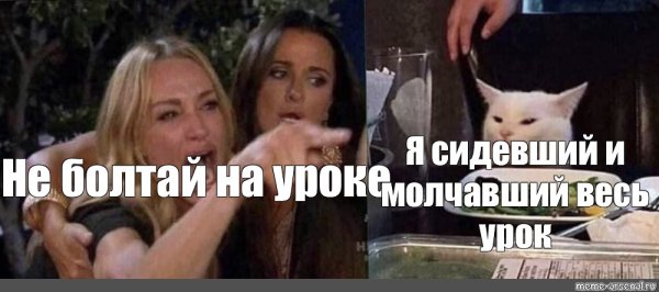 Мем две девушки и кот за столом