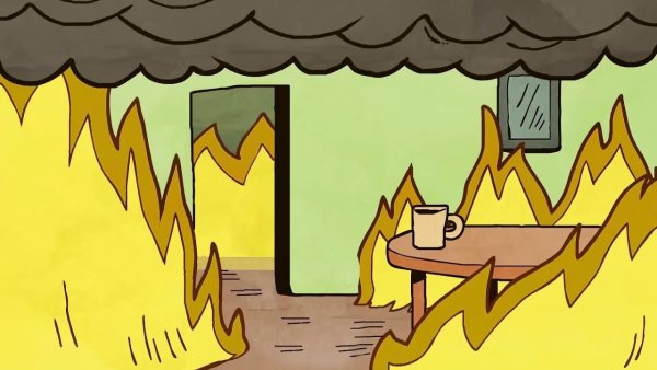 Пес в горящей комнате