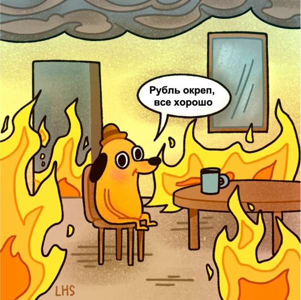 Мем собака в горящем доме