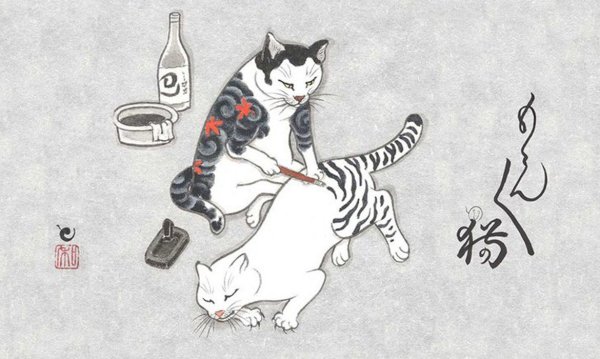 Кошки в японской живописи