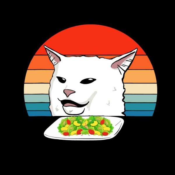 Мем с котом за столом