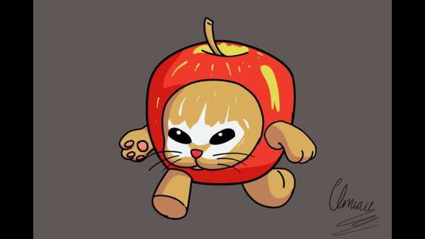 Кот яблоко Мем