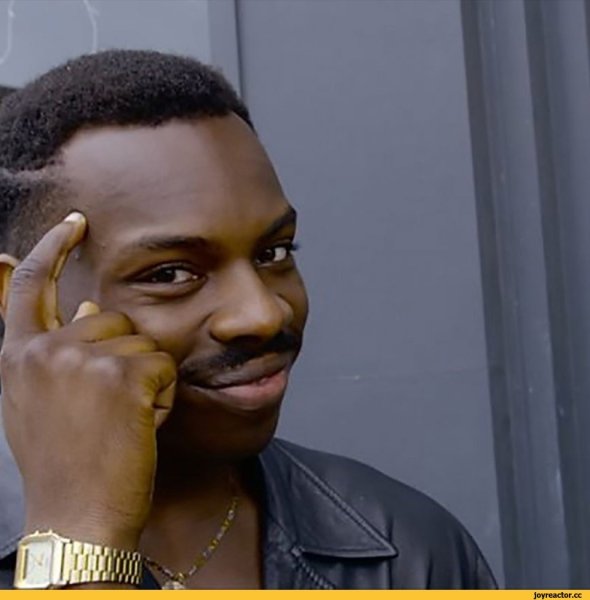 Негр с пальцем у Виска