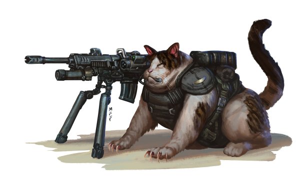 Собака стреляет с минигана