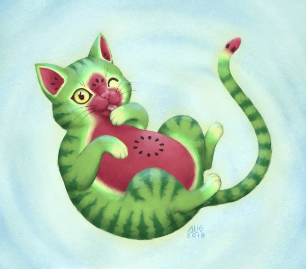 Милые котики в арбузе