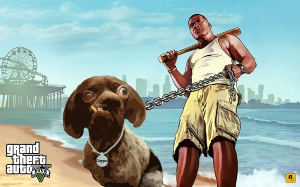 Grand Theft auto v Франклин с собакой