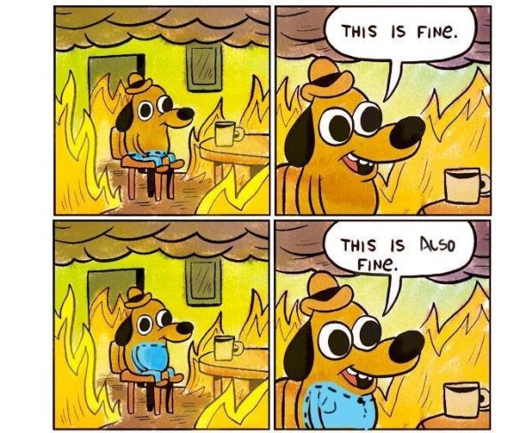 Мем собака в горящем доме this is Fine