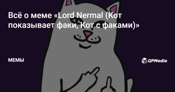 Кот показывает средний палец Мем