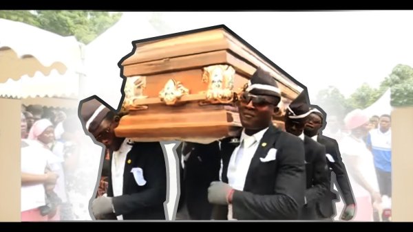 Несут гроб и танцуют