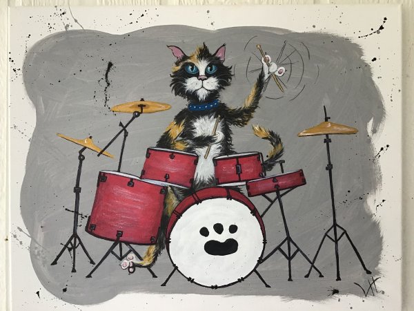 Кот с барабанами