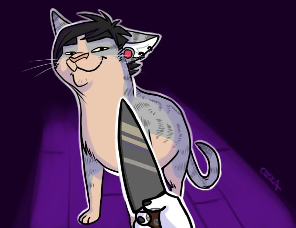 Кот с ножом