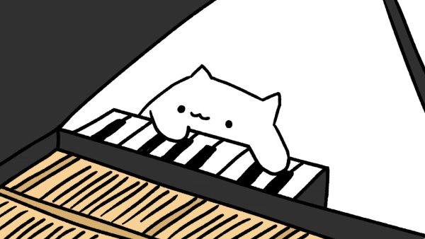 Котик играющий на пианино