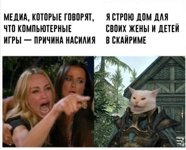 Мем с котом и девушками