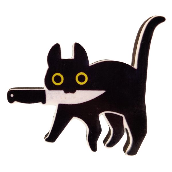 Брошь кот с ножом