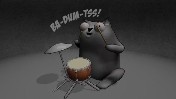 Кот с барабанами