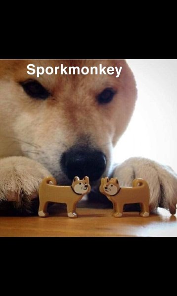 Мем с собакой и игрушечными собаками