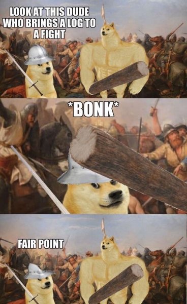 Мем с собакой и битой bonk