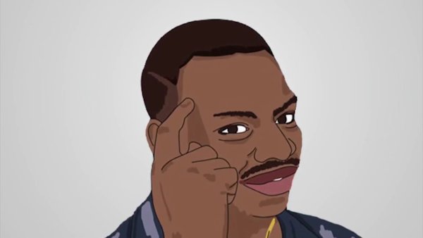 Чернокожий с пальцем у Виска