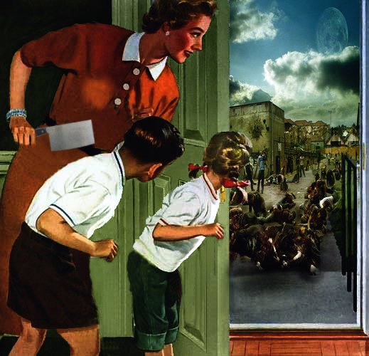 Американские плакаты семья с ножами