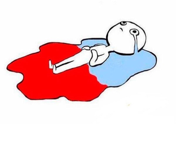 Человек лежит в луже слез