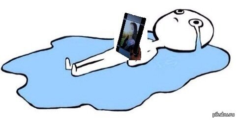 Человечек лежит и плачет