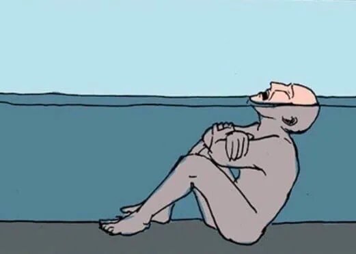 Человек сидит в воде Мем