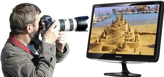 Фотографирует монитор
