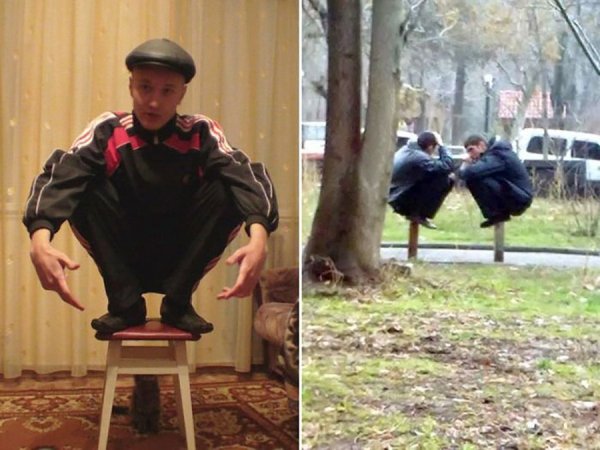 Гопник на корточках