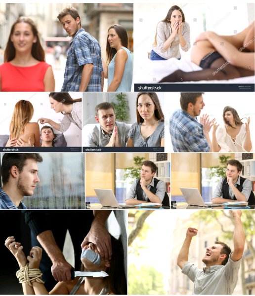 Мем с парнем и двумя девушками