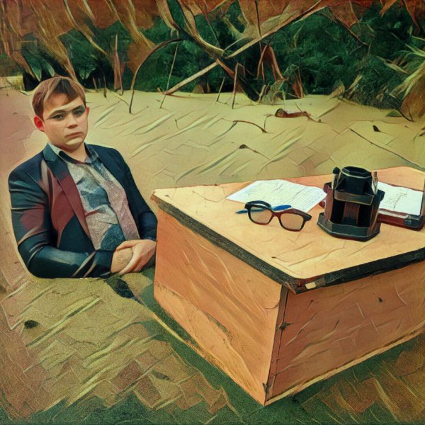 Парень за столом в болоте