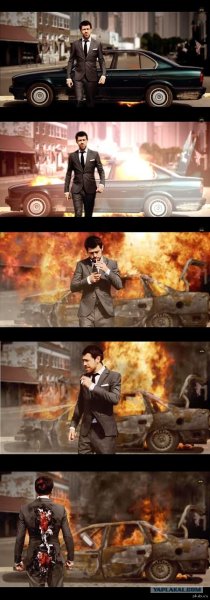 Крутые парни не оборачиваются на взрыв Мем