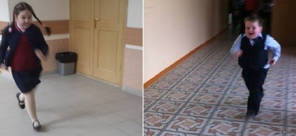 Школьник бежит