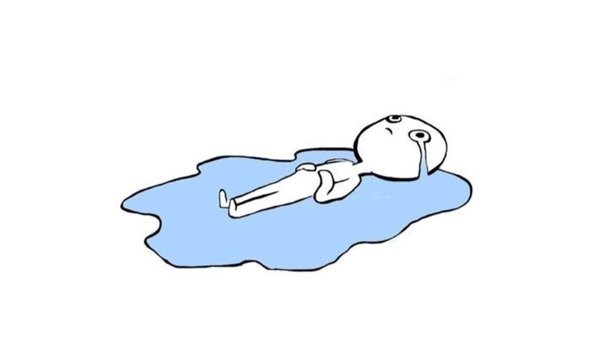 Мем лежит в луже слез