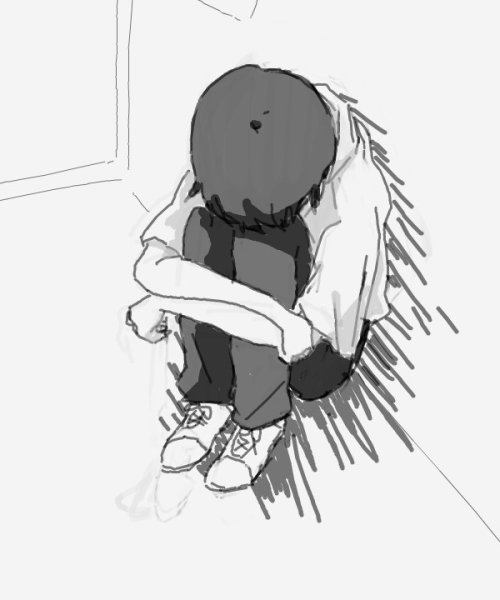 Человек забился в угол