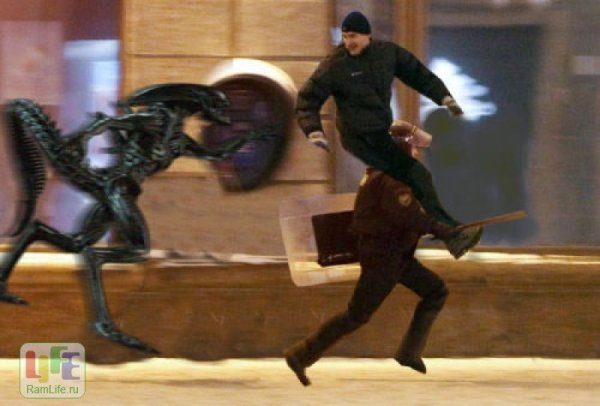 Мужик убегает от полицейского