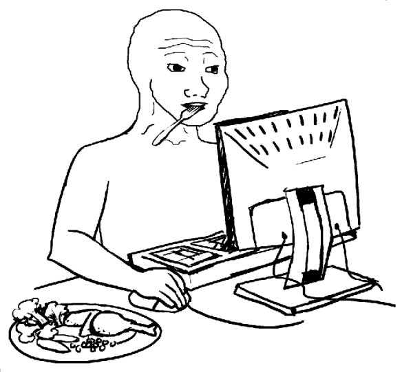 Человек за компьютером рисунок