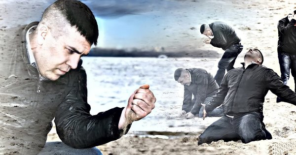 Мужик с песком в руке