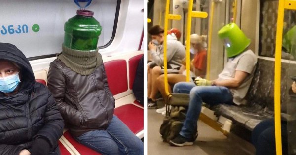 Смешные маски от Ковида в метро